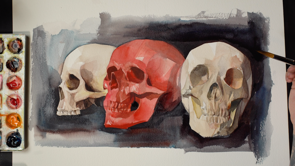 Nick Runge | "Examining The Skull In Watercolor"