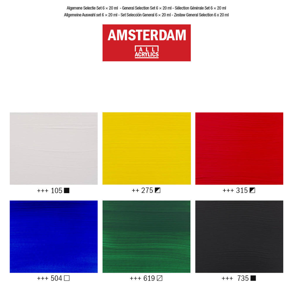 Amsterdam Standard Series Acrylics General Selection Set, 6x20ml Tubes