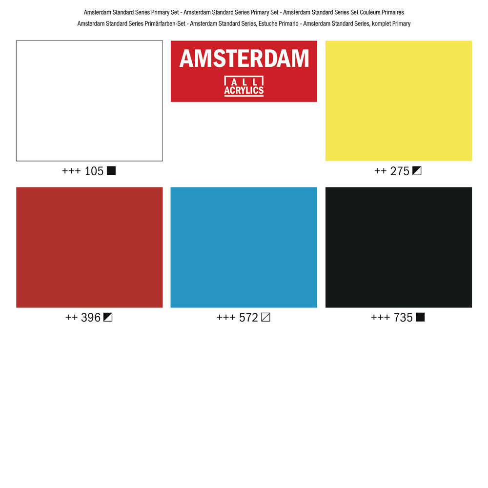 Amsterdam Standard Series Acrylics Primary Set, 5x120ml Tubes