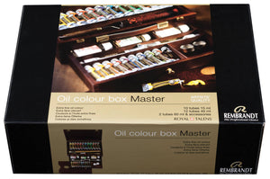 Rembrandt Oil Color Paint Master Wood Box Set, 10x15ml Tubes + 12x40ml Tubes + 2x60ml Tubes + 13 Accessories