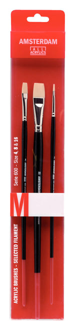 Amsterdam Synthetic Flat Brush Set, Series 600 (4-8-16 ml)